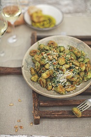 Fresh Gnocchi with Green pesto and Toasted Pine Nuts